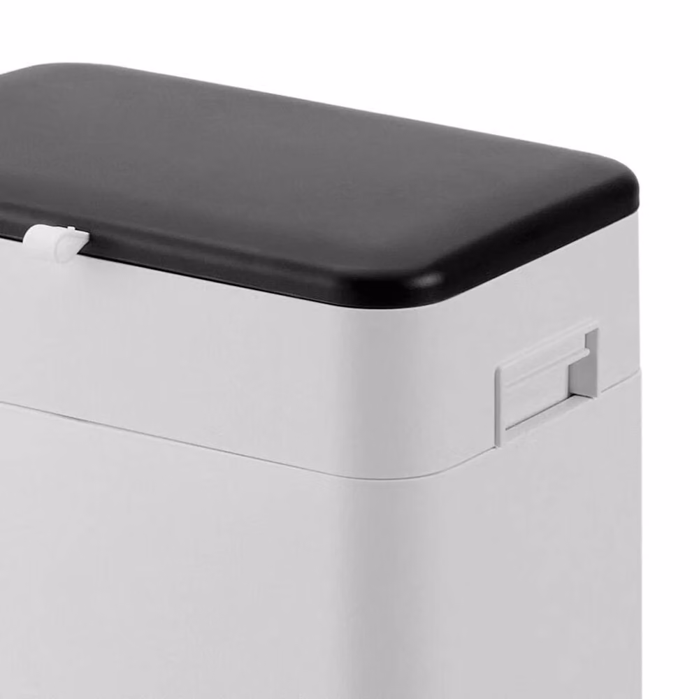 VOGREX Lidded Kitchen Bin with Adjustable Height and Flip Lid, White and Multicolour Plastic Waste Container – 3