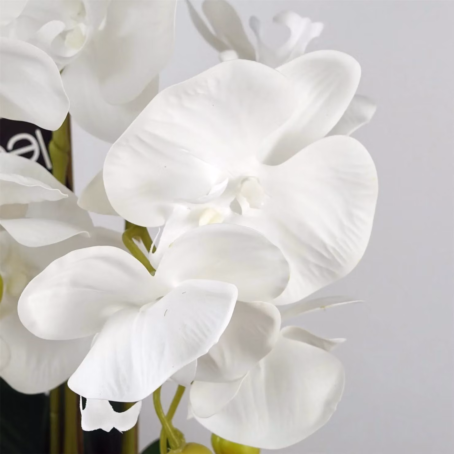 Leaf White Artificial Orchid with Green Ceramic Planter, Height: 60 cm – 2
