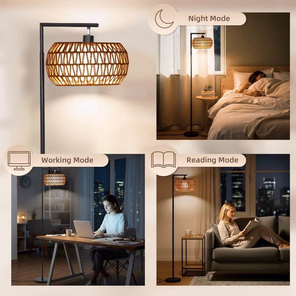 Wyld Haus Modi Black Boho Dimmable LED Floor Lamp with Remote Control and Timer, H 170 cm x W 33 cm x D 33 cm – 6