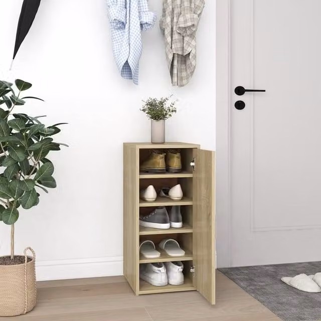 Berkfield Home Sonoma Oak Shoe Cabinet in Brown, W/D/H: 32 x 35 x 70 cm
