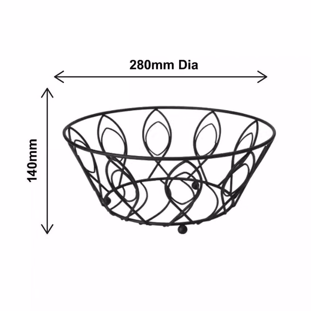 VOGREX Black Metal Fruit Bowl, Diameter: 28 cm – 2