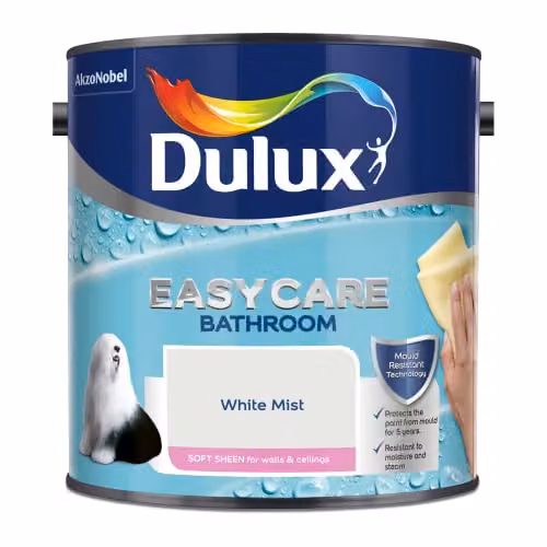 Dulux Easycare Bathroom Soft Sheen Paint, White, 2.5 l – 2