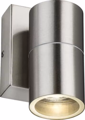 Netlighting GU10 Fixed Single Cylinder Wall Light with Dusk Sensor in Grey and Chrome, IP54 Rated