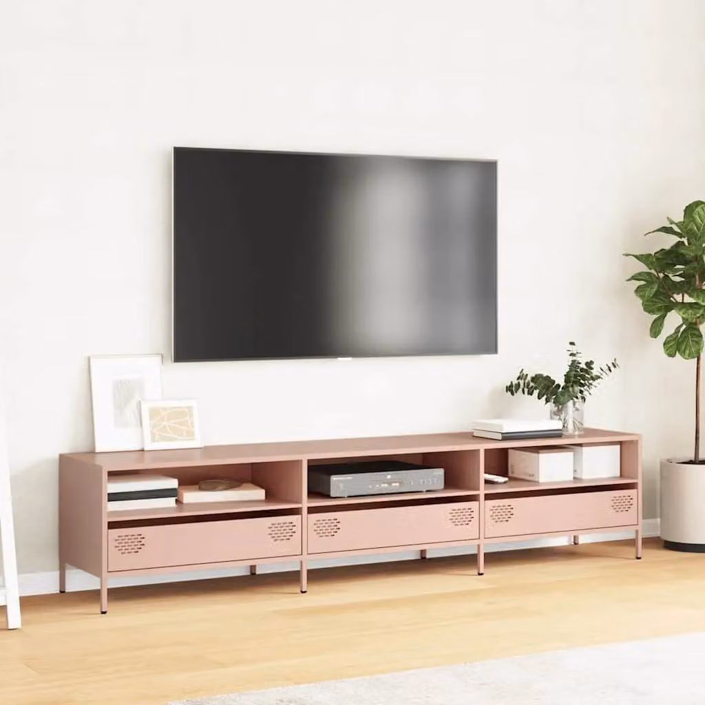 Berkfield Home Pink Industrial TV Cabinet in Matt Cold-rolled Steel, W: 202 cm, D: 43.5 cm, H: 43.5 cm – 3