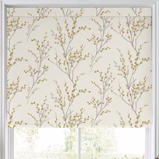 Laura Ashley Pussy Willow Translucent Made to Measure Roller Blind in Ochre Yellow