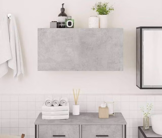 Berkfield Home Decorative Bathroom Wall Cabinet in Concrete Grey, W/D/H: 80 x 25 x 40 cm