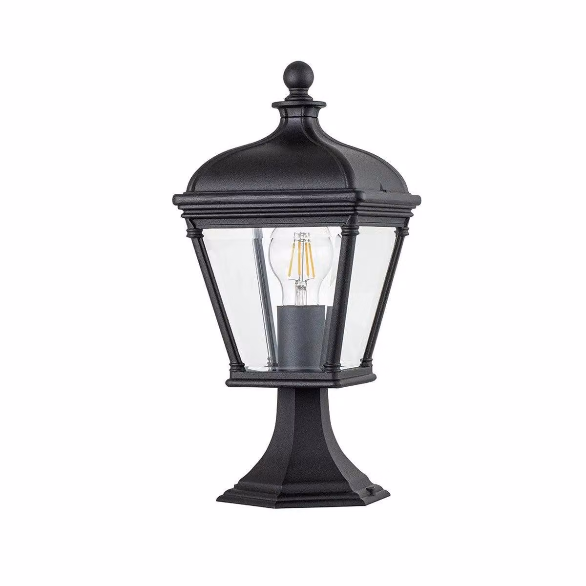 Netlighting Bayview Black Outdoor Pedestal Lantern with Glass and Aluminium, IP44 – 2