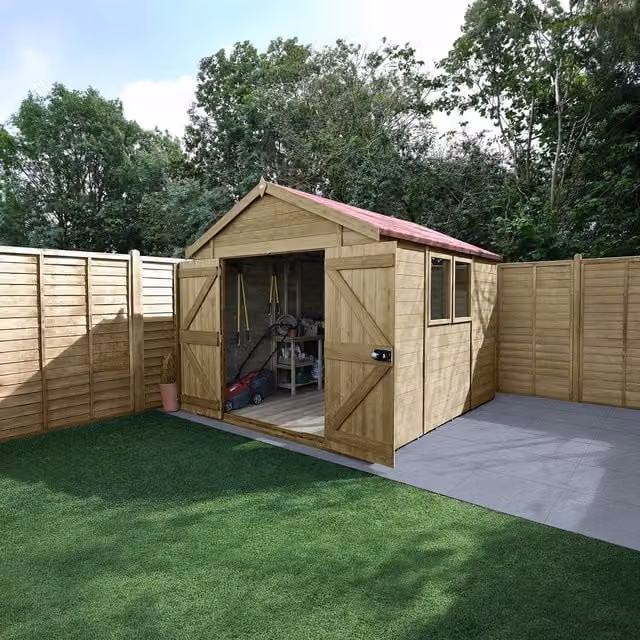 Forest Garden Timberdale T&G Pressure Treated Apex Garden Shed in Brown, W: 182.88 cm x D: 121.92 cm x H: 182.88 cm