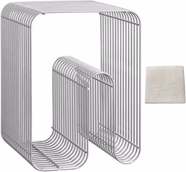 Ventryn Modern Industrial Geometric Metal Side Table in Silver