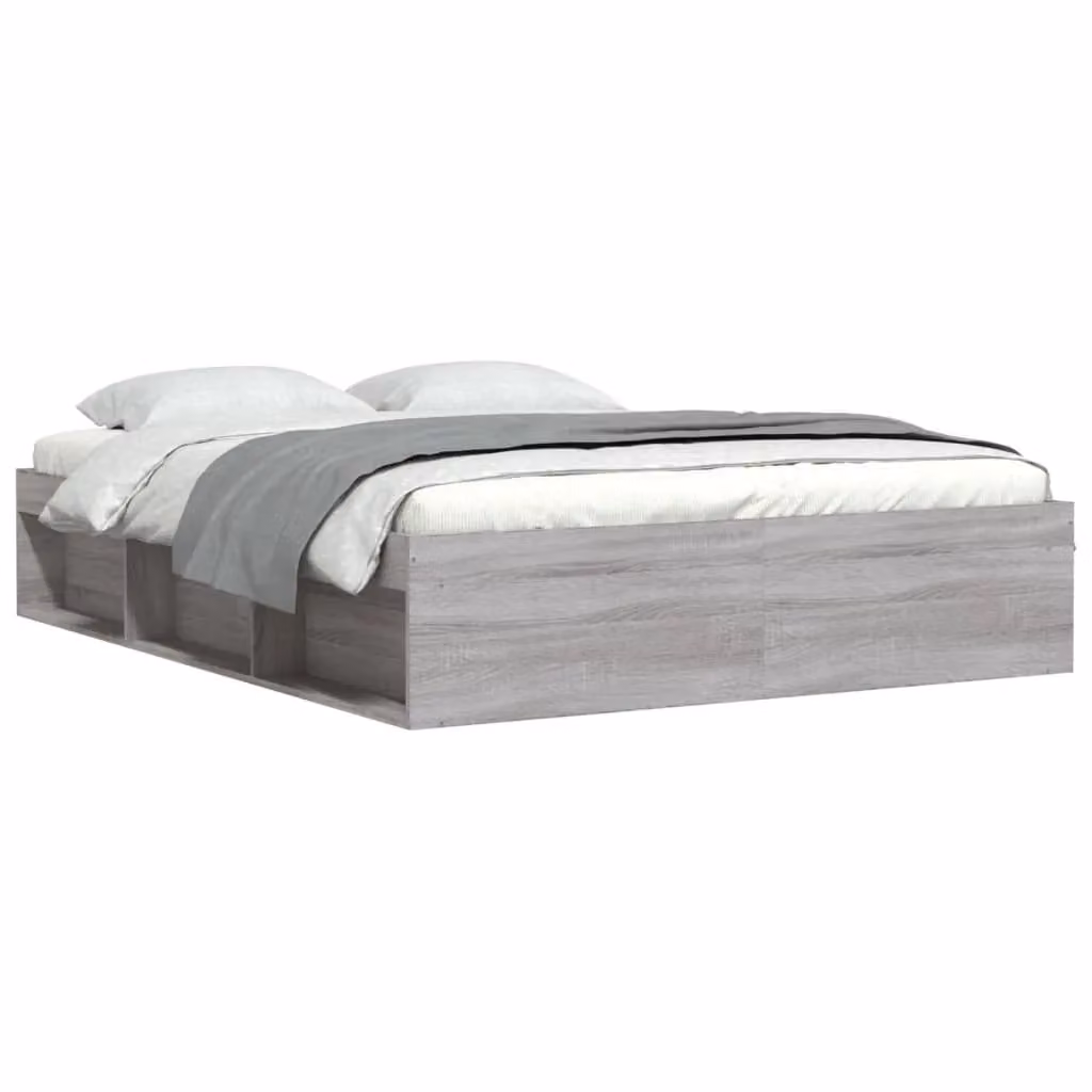 Berkfield Home Grey Sonoma Bed Frame with Side Compartments, W/D/H: 140 x 200 cm – 2