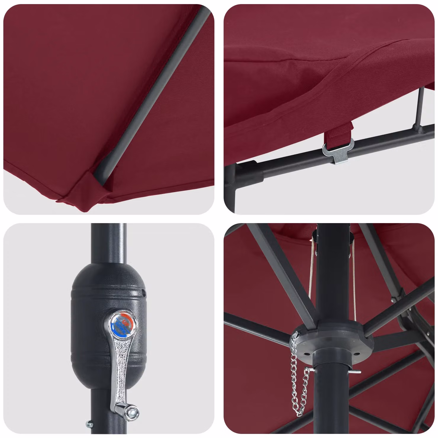 Berkfield Home Folding Garden Parasol in Red with Polyester Fabric and Steel Frame, W/D/H: 385 x 209 x 244 cm – 4