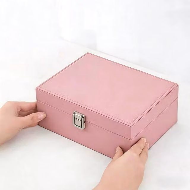 VOGREX Large Portable Travel Jewellery Box and Storage Organiser Case in Pink
