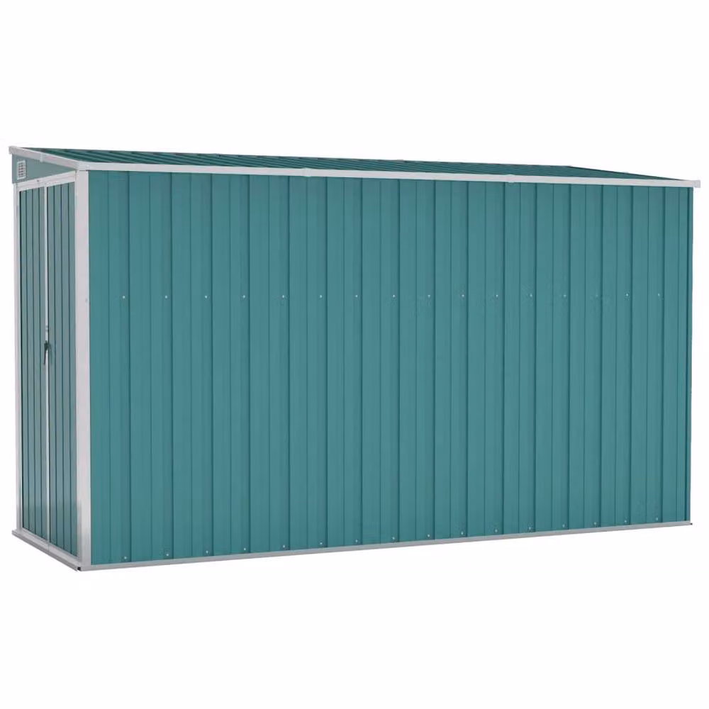 Berkfield Home Green Wall-mounted Lean-to Garden Shed with Pent Roof and Double Doors, W/D/H: 118 x 288 x 178 cm – 2