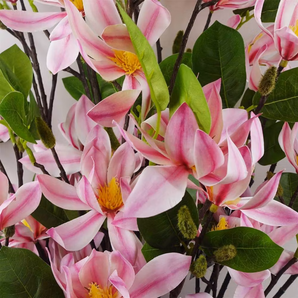 Leaf Pink Magnolia Artificial Floral Spray, Pack of 6, Length: 100 cm – 4