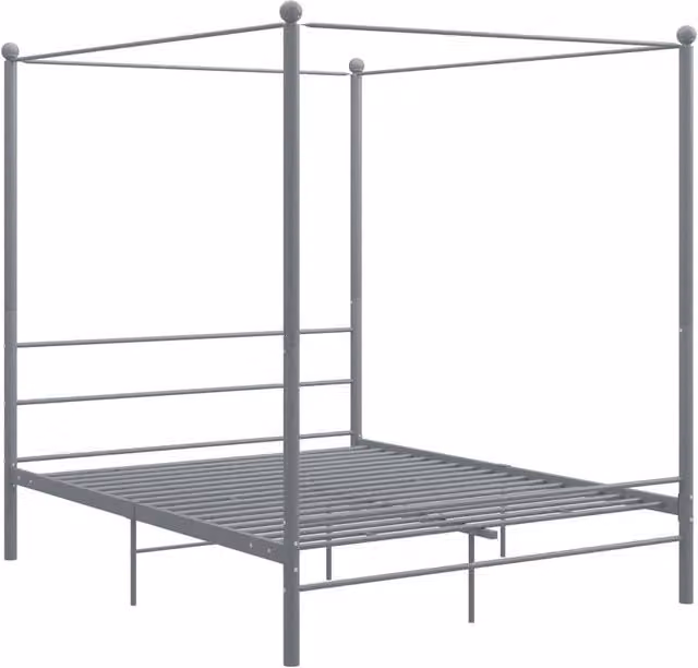 Berkfield Home Grey Metal Canopy Bed Frame W/D/H: 160 x 200 cm