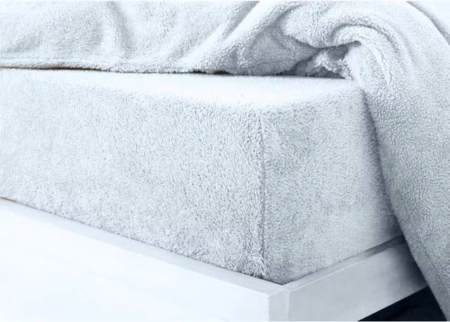 HomeSpace Direct Teddy Bear Fleece Fitted Sheet, Blue, W: 90 cm, D: 200 cm