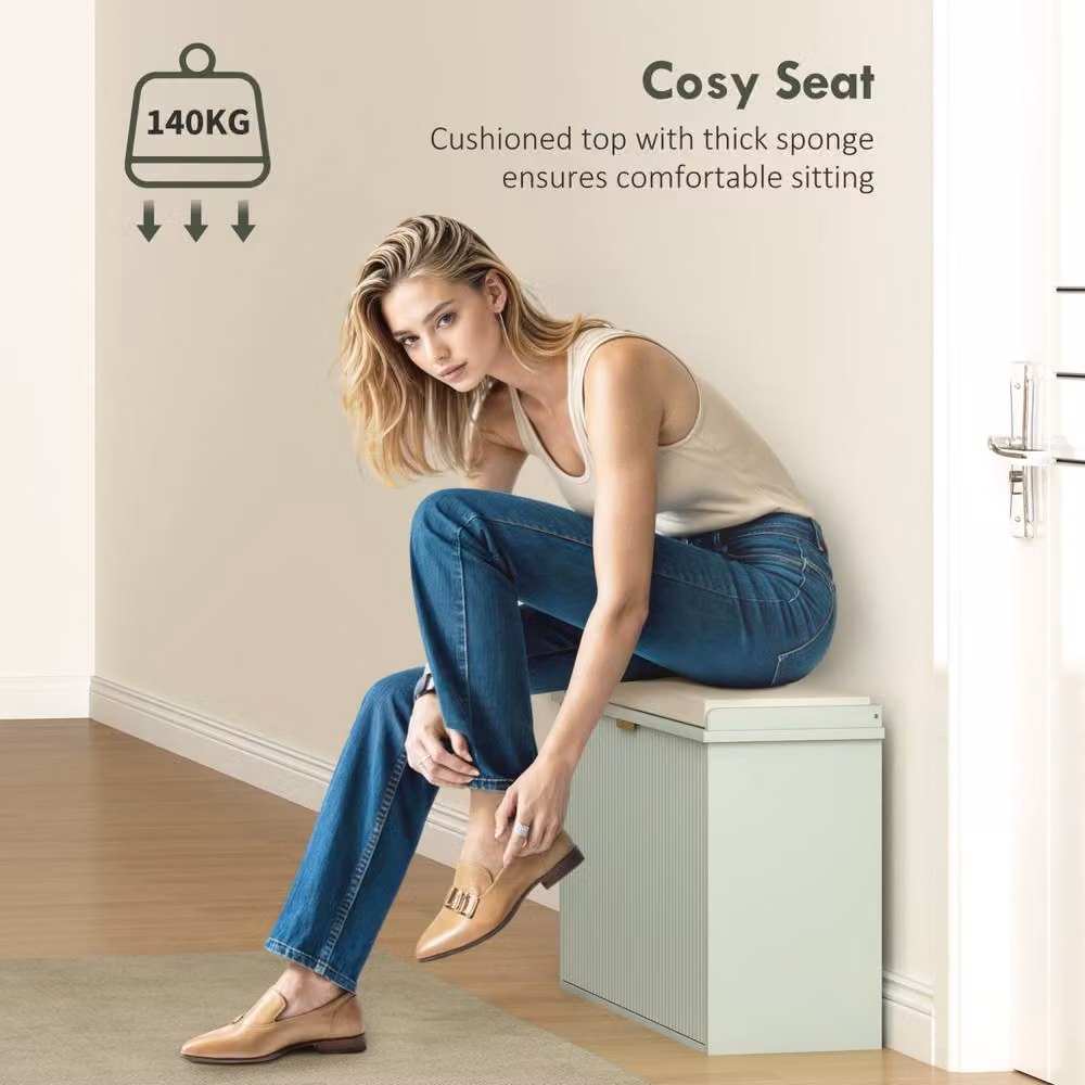Wyld Haus Nohalu Baro Mint Green Shoe Bench with Cushioned Top and 8 Pair Shoe Rack Capacity, W/D/H: 80.0 x 26.0 x 47.5 cm – 3