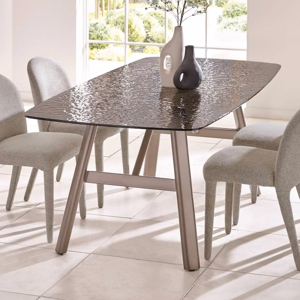 Cheshire Premium Lorenza 200cm Rectangular Smoked Bubble Glass Dining Table in Grey – 2