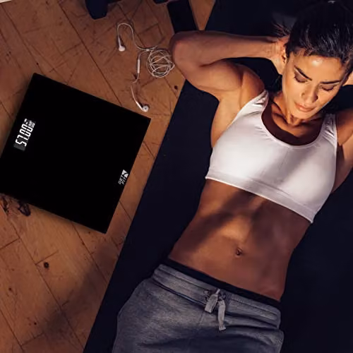 Get Fit Digital Bathroom Scales with LCD Display and Auto Shutoff in Black – 5