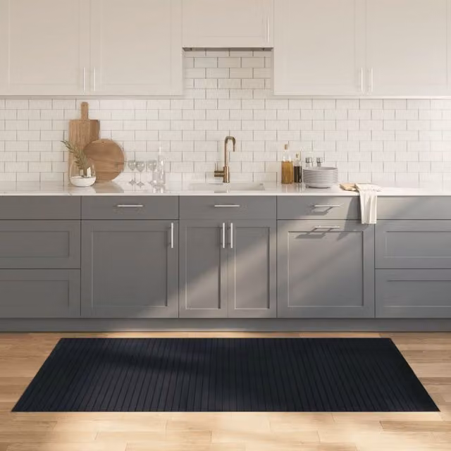 Berkfield Home Rectangular Grey Bamboo Rug, W: 100 cm, D: 200 cm – 1