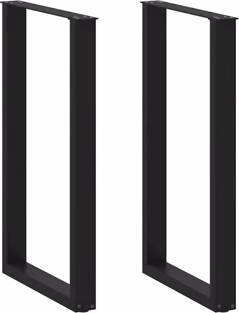 Berkfield Home U-Shaped Steel Coffee Table Legs, Black, 2 Pieces, Height: 60 cm