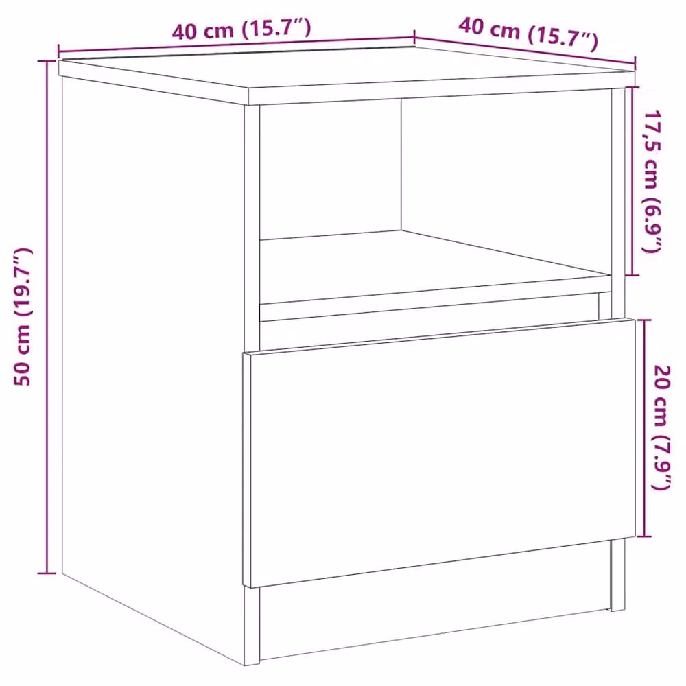 Berkfield Home Classic Bedside Cabinets, 2 Piece Set in Old Wood Brown, W/D/H: 40 x 40 x 50 cm – 8