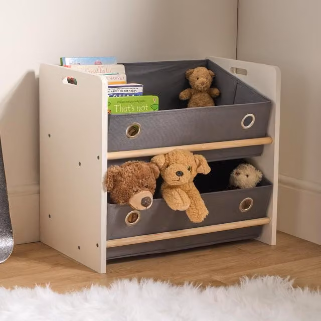 OHS Minimalist Kids 2 Tier Drawer Bedroom Storage Organiser Unit in Grey