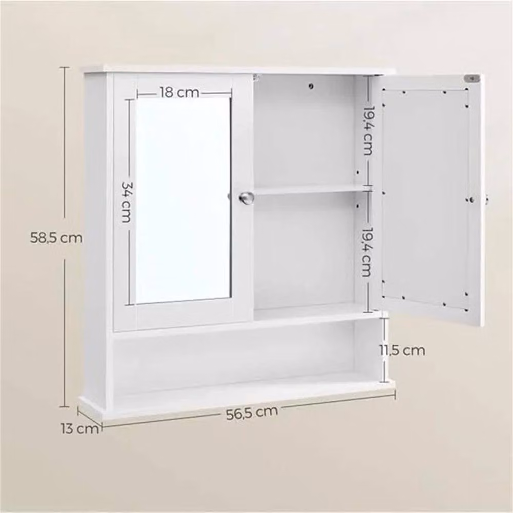 SPETLEK White Wall Mounted Bathroom Mirror Cabinet with Internal Shelves and Hinged Doors – 2