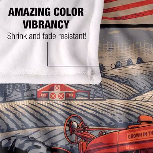 JQ Licensing RLE American Farmland Tractor Super Soft Silky Touch Throw Blanket, White, W/D/H: 152 x 127 cm – 3