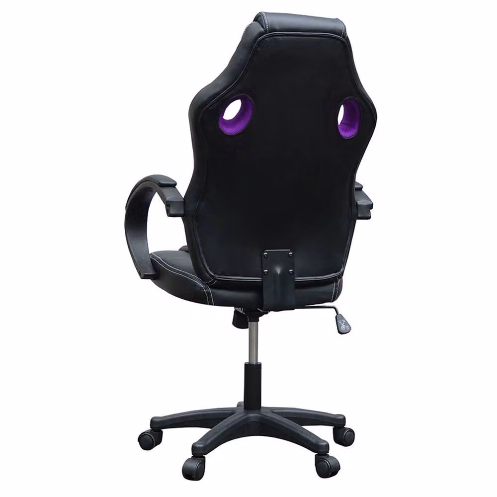 Hinsinc Ergonomic Purple Synthetic Leather Swivel Office Chair with Armrests – 3