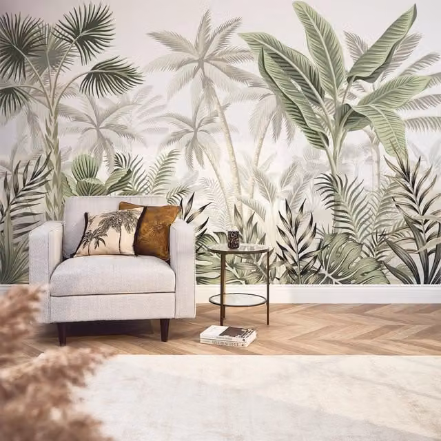I Love Wallpaper Jungle Escape Floral Full Wall Mural in Green, Width: 300 cm