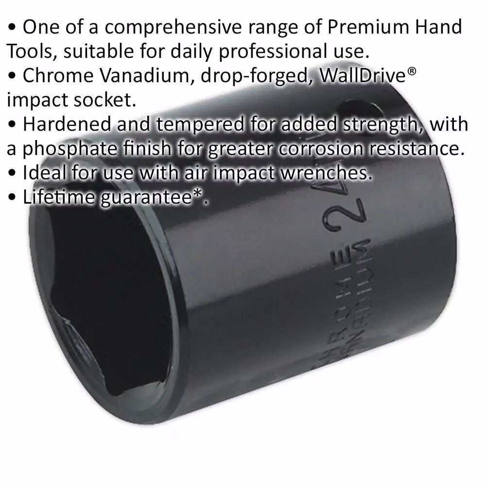 Loops 24mm Forged Impact Socket, 1/2 Inch Sq Drive, Chrome-Vanadium – 2