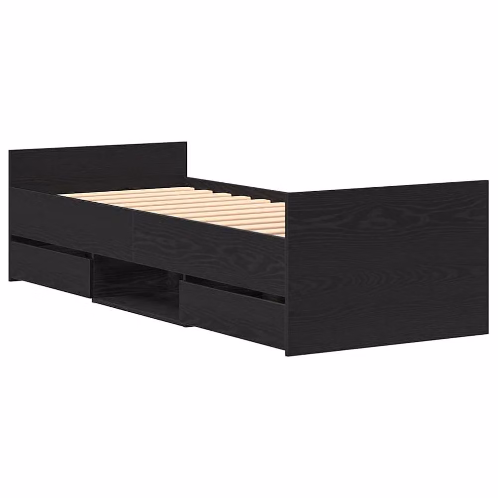 Berkfield Home Elegant Bed Frame in Black Oak, Engineered Wood, W/D/H: 190 x 78 x 78 cm – 3
