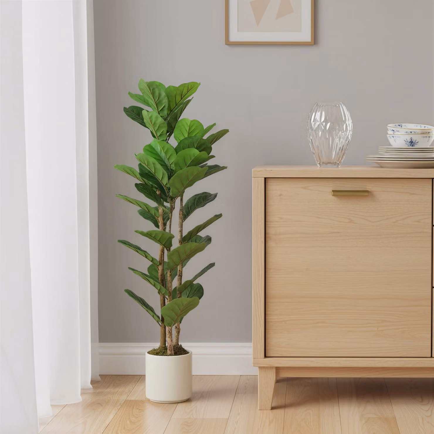 HOMCOM 120 cm Artificial Fiddle Leaf Fig Tree, Green – 5