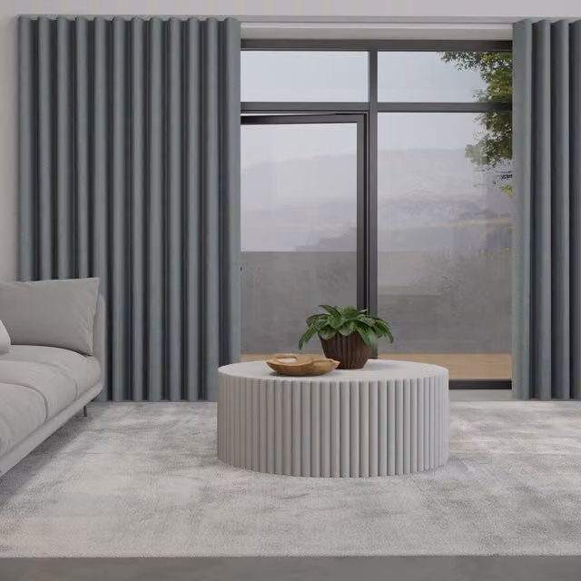 Terrys Positano Made to Measure Blackout Wave Curtain in Grey with Free Track Slate