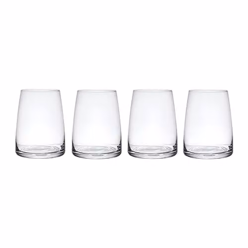 Mikasa Palermo Crystal Stemless Wine Glasses, Set of 4, 350ml, Transparent