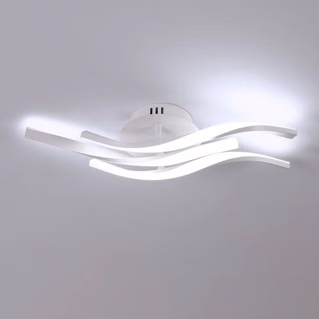 COMELY 24W LED Curved Ceiling Light in White and Chrome with Cool White 6500K Light