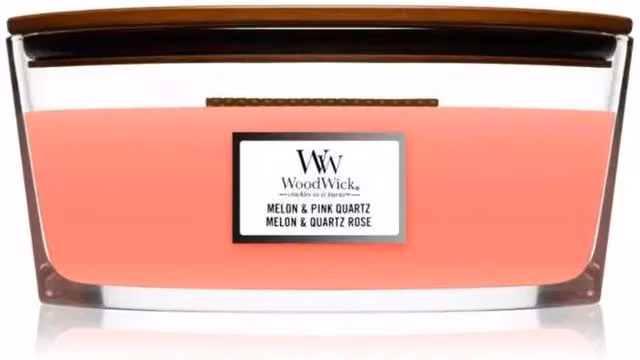 WoodWick Ellipse Melon and Pink Quartz Tabletop Candle, Pink