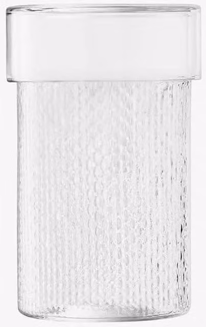 LSA International Wicker Collection Mouth Blown Glass Container with Lid, Transparent