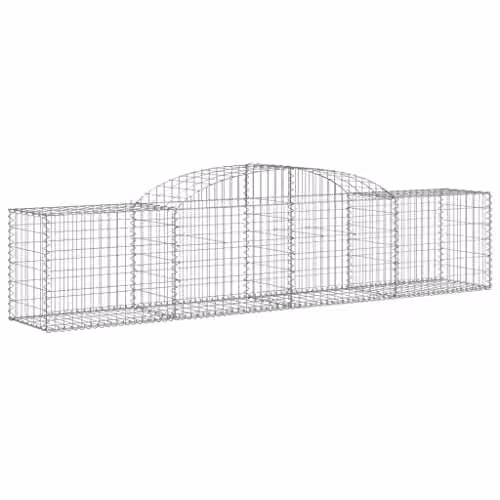 vidaXL Arched Gabion Baskets, 7 Pieces, Silver Galvanised Steel, W: 300 cm, D: 50 cm, H: 60/80 cm – 1