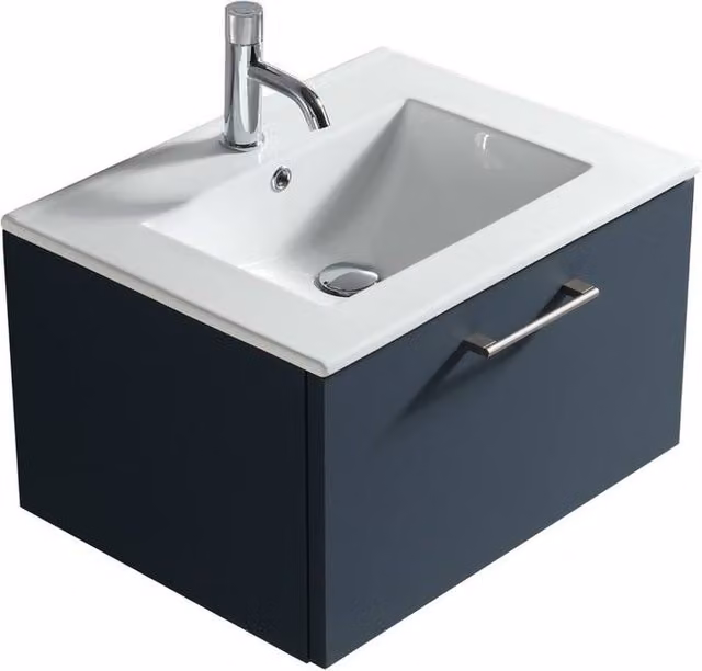 Bathroom Kingdom Piatta Midnight Wall Hung Basin Drawer Vanity in Blue, W: 60 cm – 1