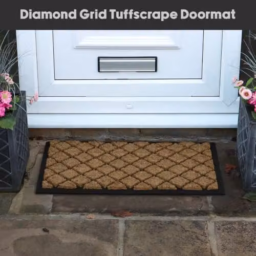 JVL Brown Diamond Grid Coir and Rubber Backed Tuffscrape Doormat, W: 40 cm, D: 70 cm – 8