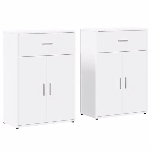 vidaXL Pack of 2 White Wood Sideboards and Chest of Drawers for your Living Room