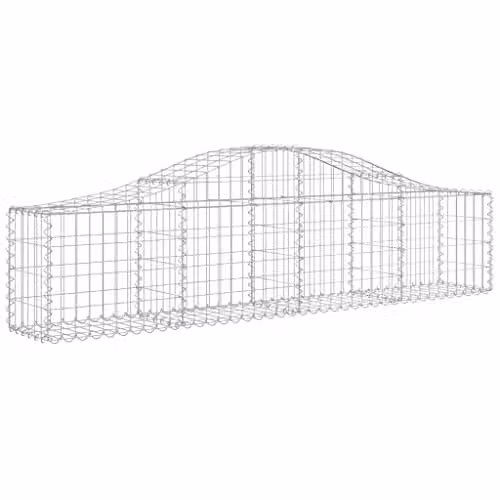 vidaXL Arched Gabion Baskets, 11 Piece Set, Silver Galvanised Steel, W: 200 cm, D: 30 cm, H: 40/60 cm – 1