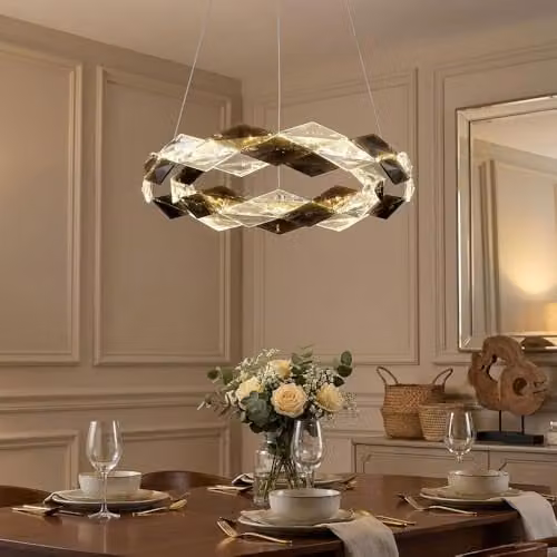 Globo Lighting Karilion LED Pendant Ceiling Light in Chrome and Grey with Crystal Details, Diameter: 37 cm – 2