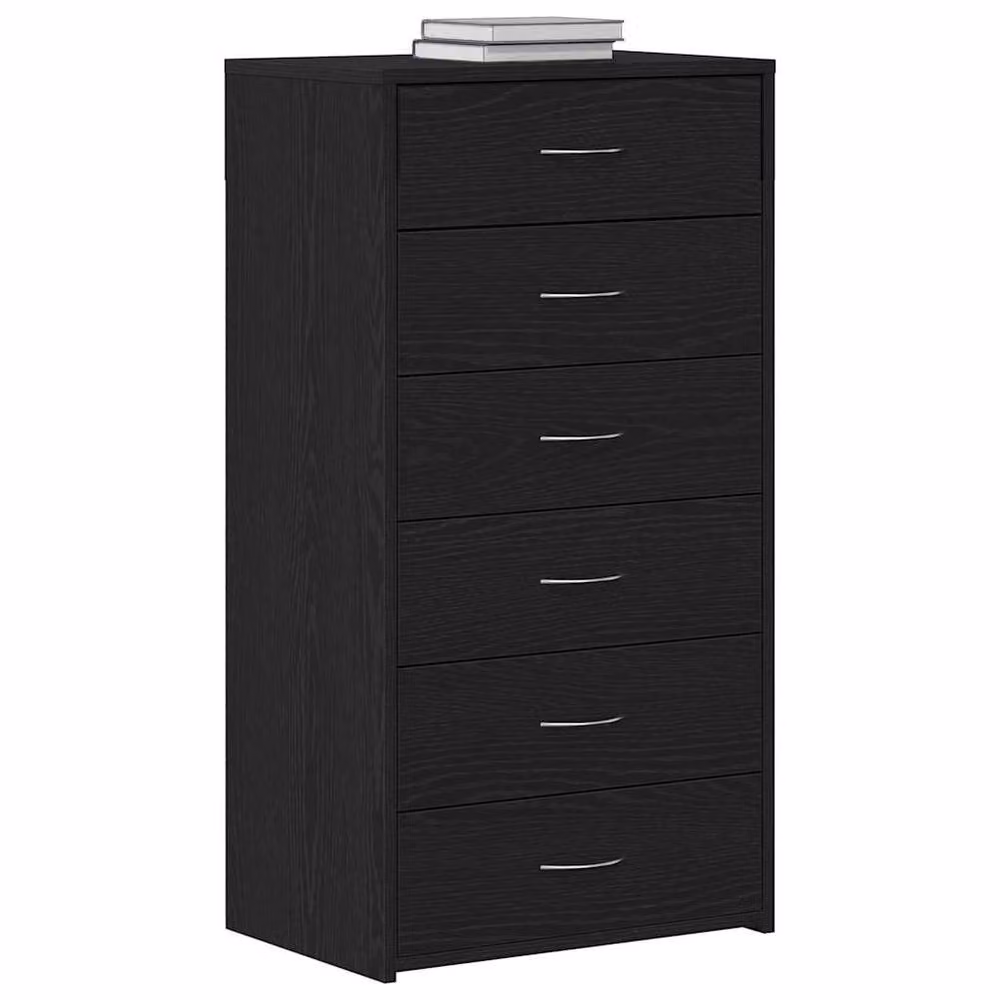 Berkfield Home Modern Black Oak Sideboard with 6 Drawers, W/D/H: 50 x 34 x 96 cm – 3