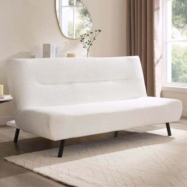 Home Detail Eadie 3 Seater White Bouclé Fabric Click Clack Sofa Bed – 1