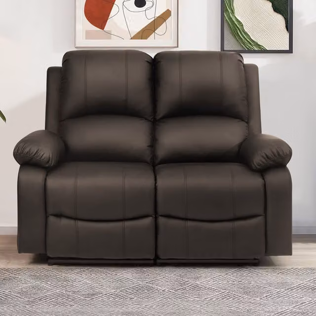 Comfy Living Brown PU Leather Electric Recliner Sofa Set with 3-Seater, 2-Seater and Armchair