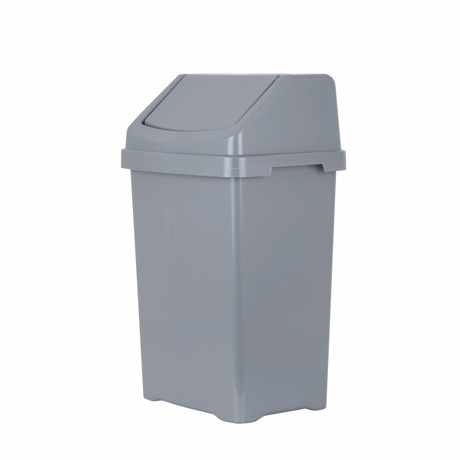 Wham 15L Plastic Swing Top Small Waste Bin in Silver and Grey – 2