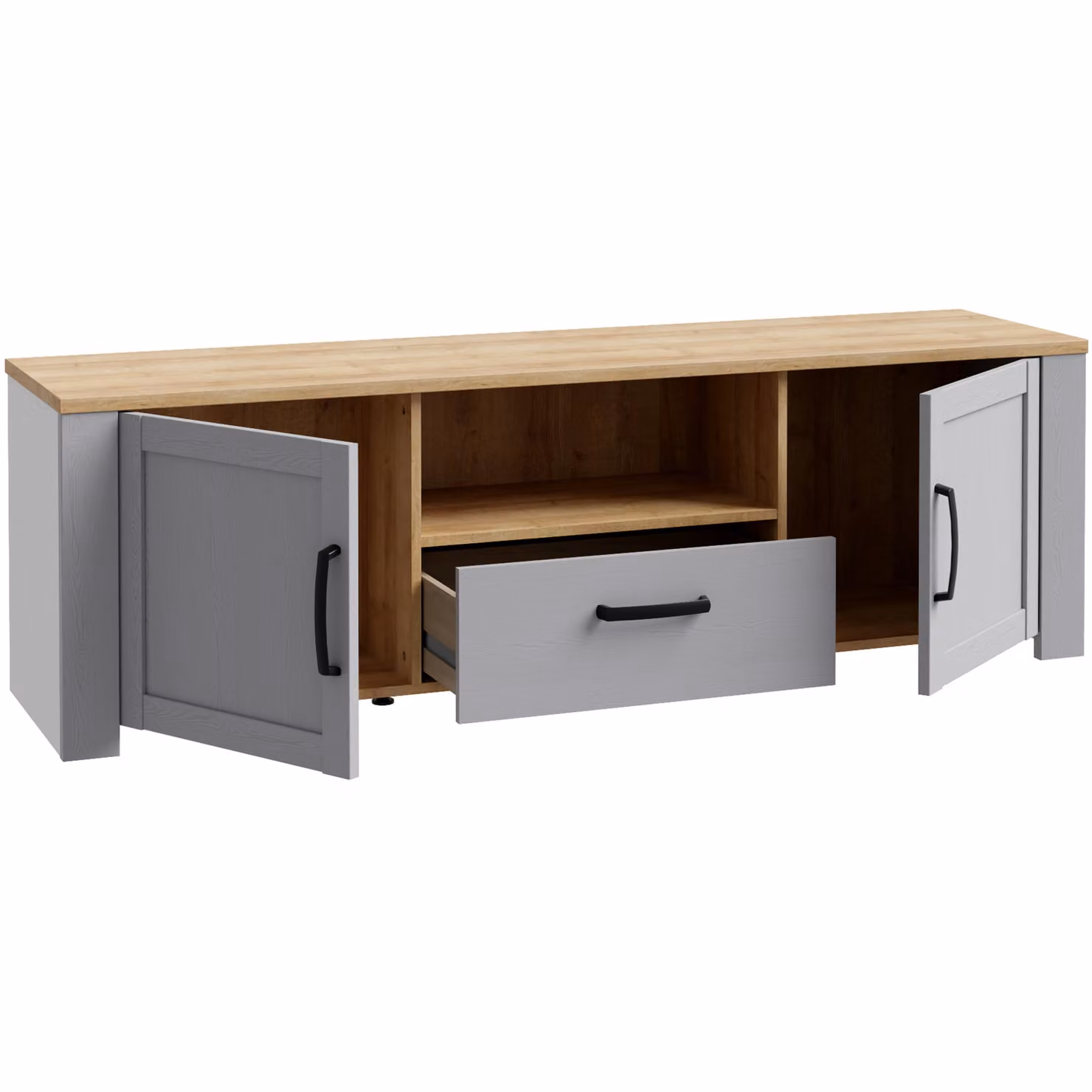 Furniture To Go Bohol Modern TV Unit with Integrated LED Light in Riviera Oak and Grey Oak – 2